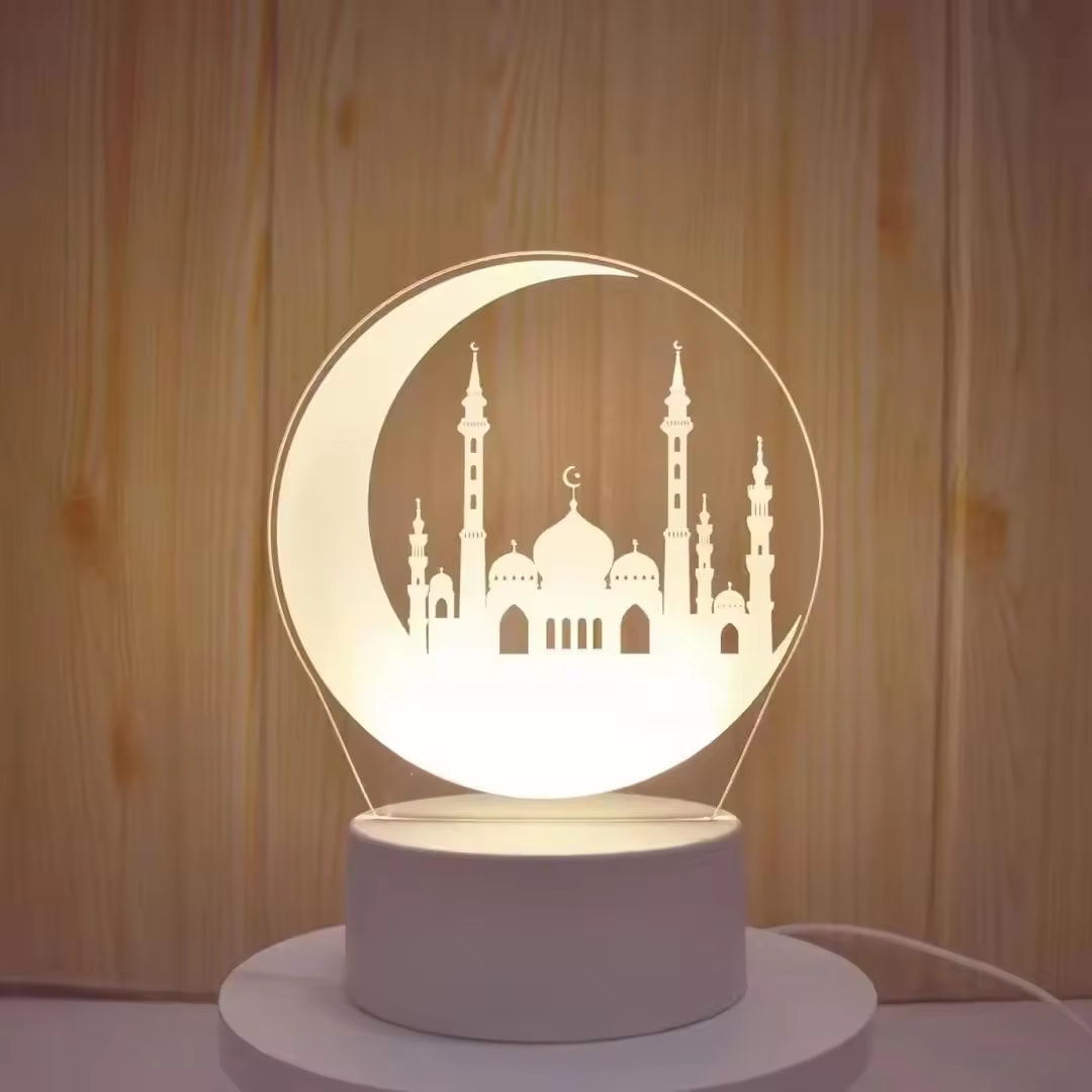 Décorations de Fête Islamique Musulmane Eid Mubarak, Veilleuse LED 3D Ornement Festival Ramadan pour Décoration de Chambre à Coucher à Domicile - Image 6
