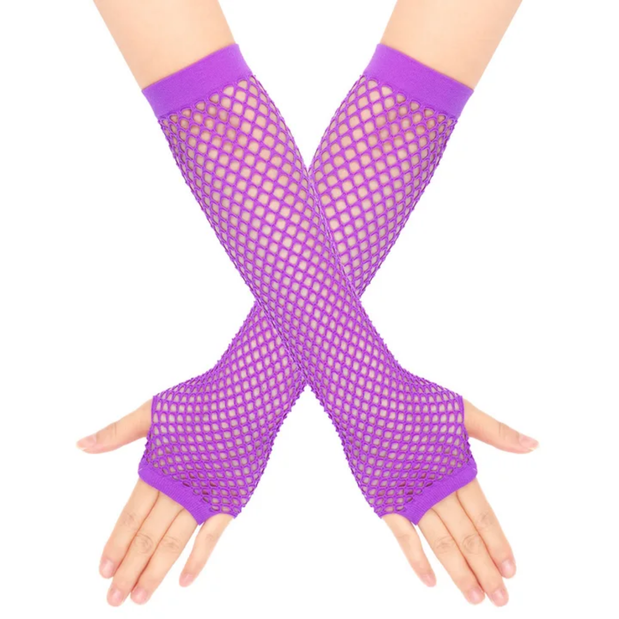 March Gants longs sexy en filet épais élastique, style punk, demi-doigts, pour soirée en boîte de nuit, gants d'étiquette