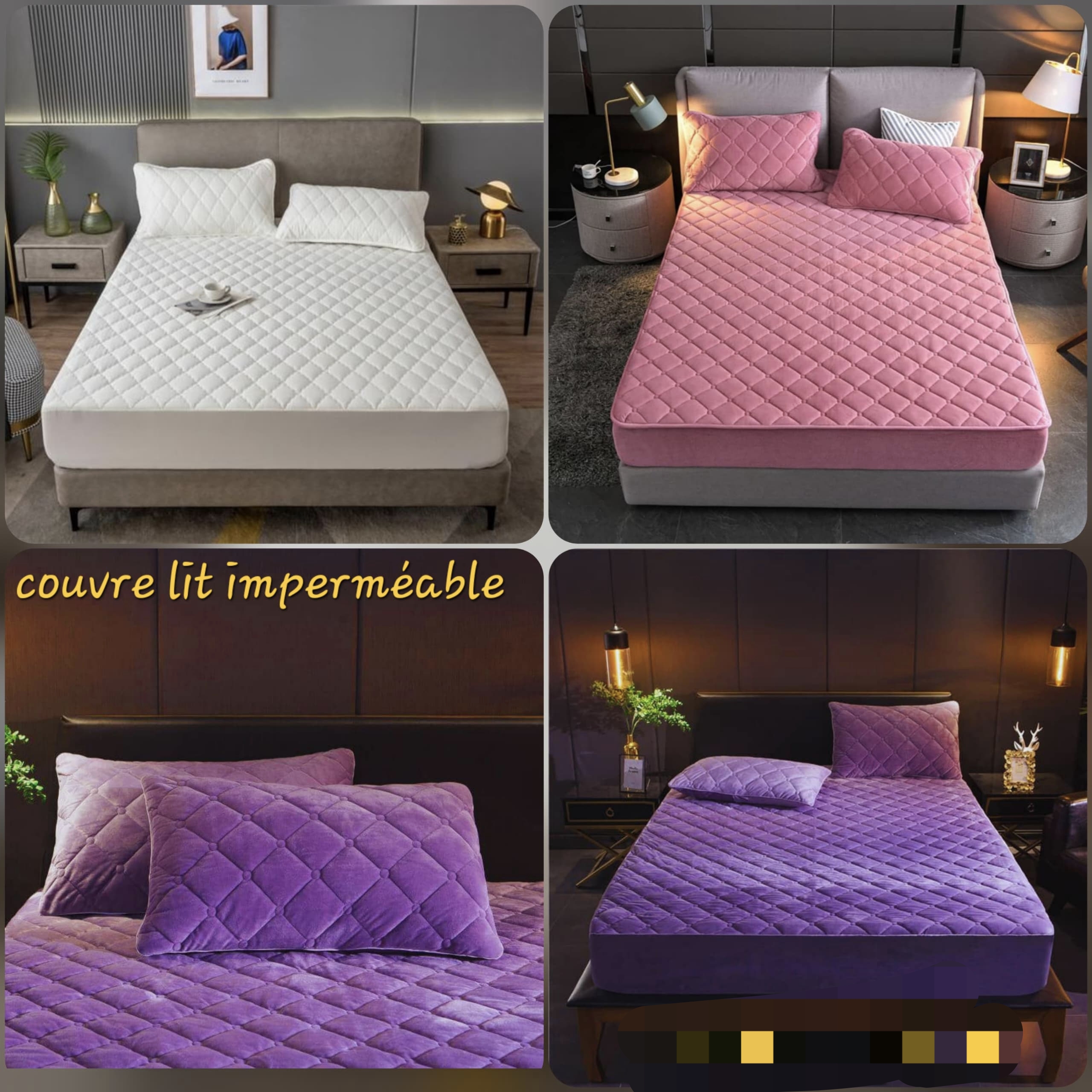 Couvre lit imperméable + 2 Taies d'oreillers imperméable