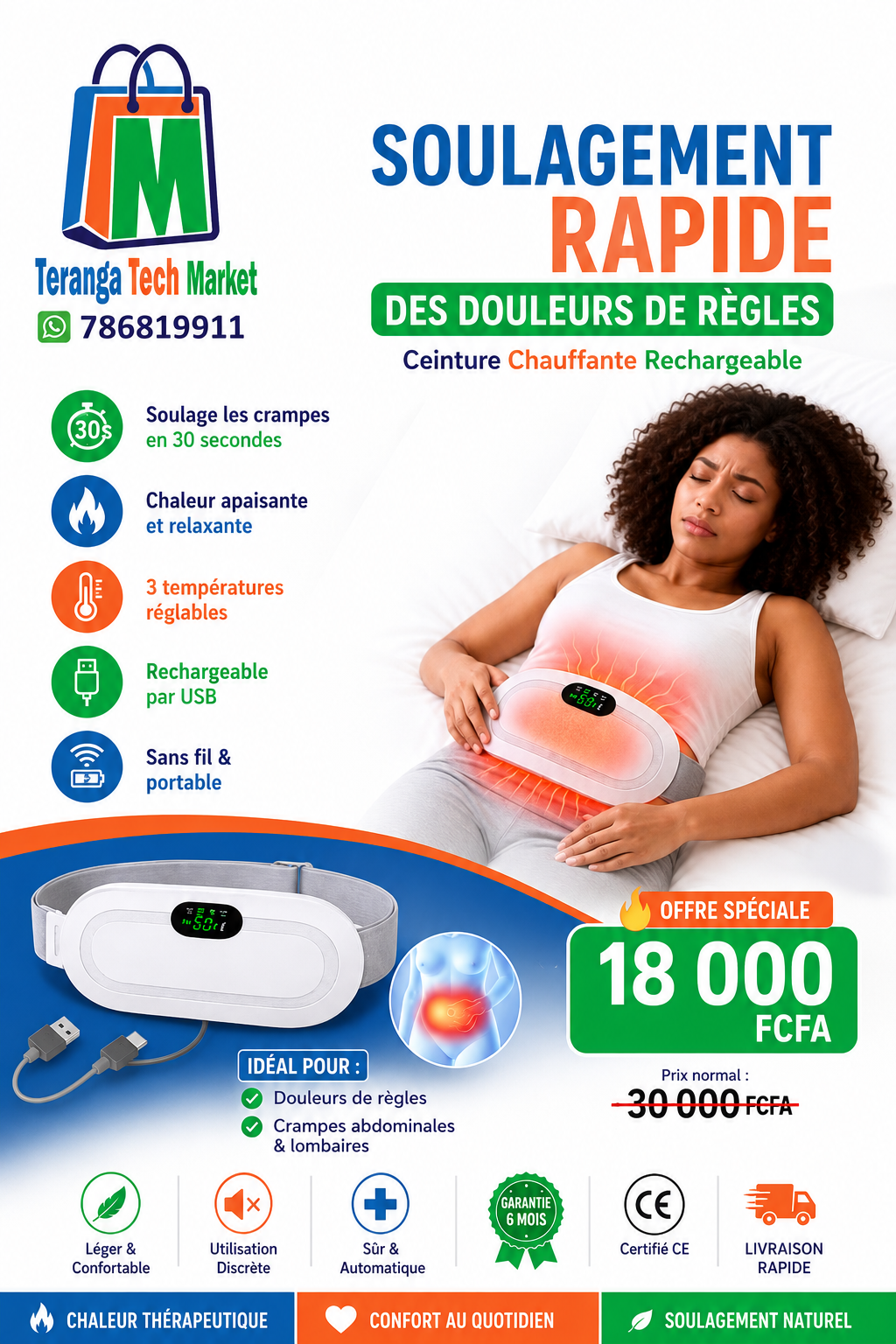 Ceinture chauffante contre les maux de ventre