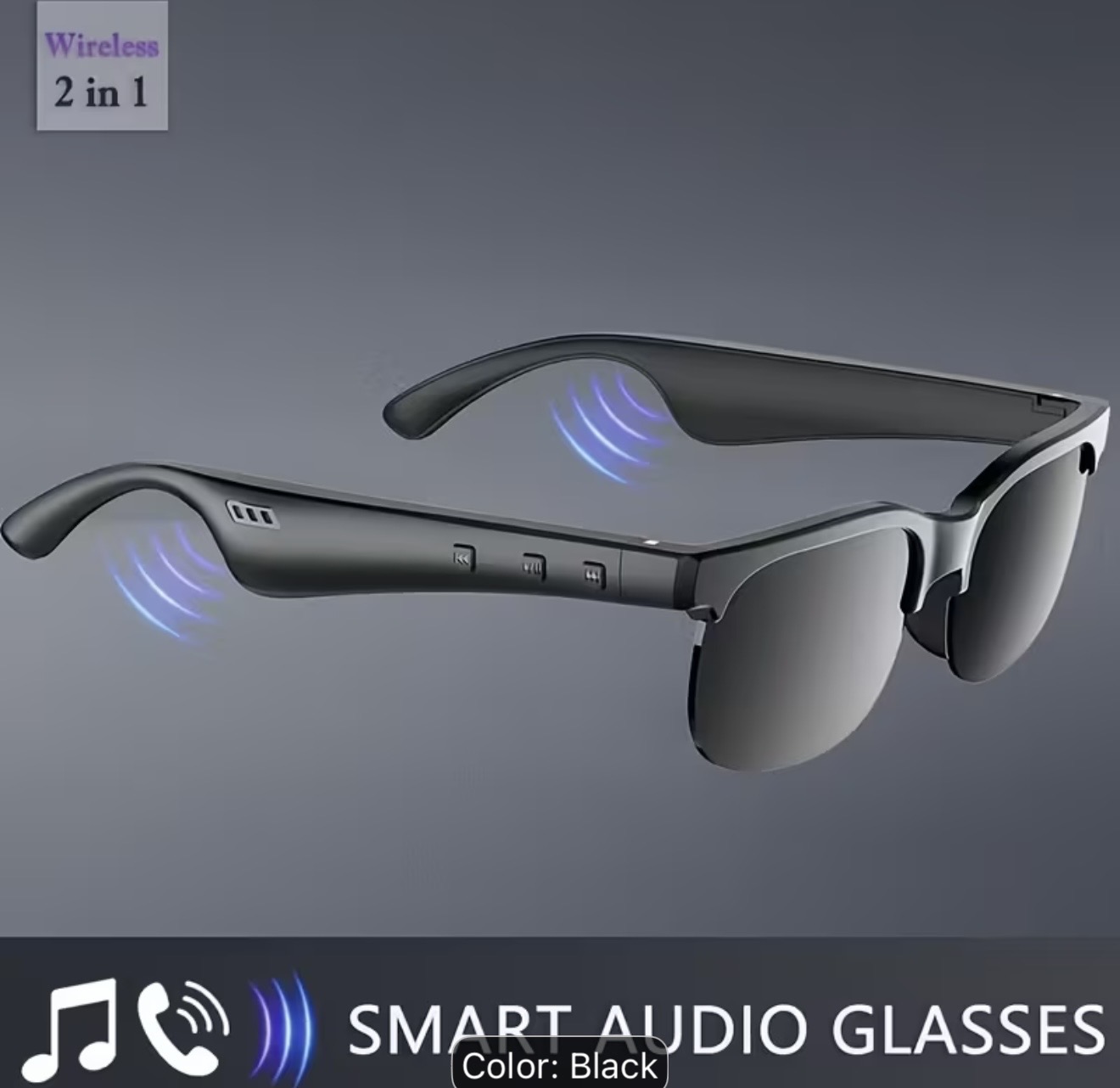 Lunettes modernes avec écouteurs sans fil