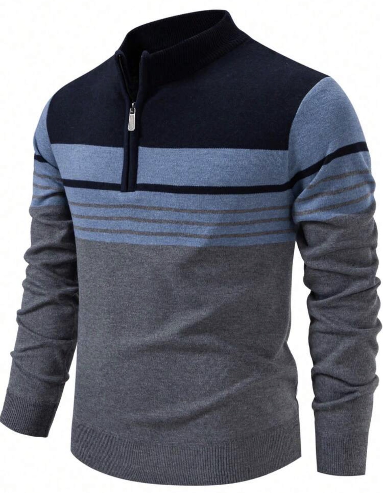 Polo rayé à demi-zip pour homme