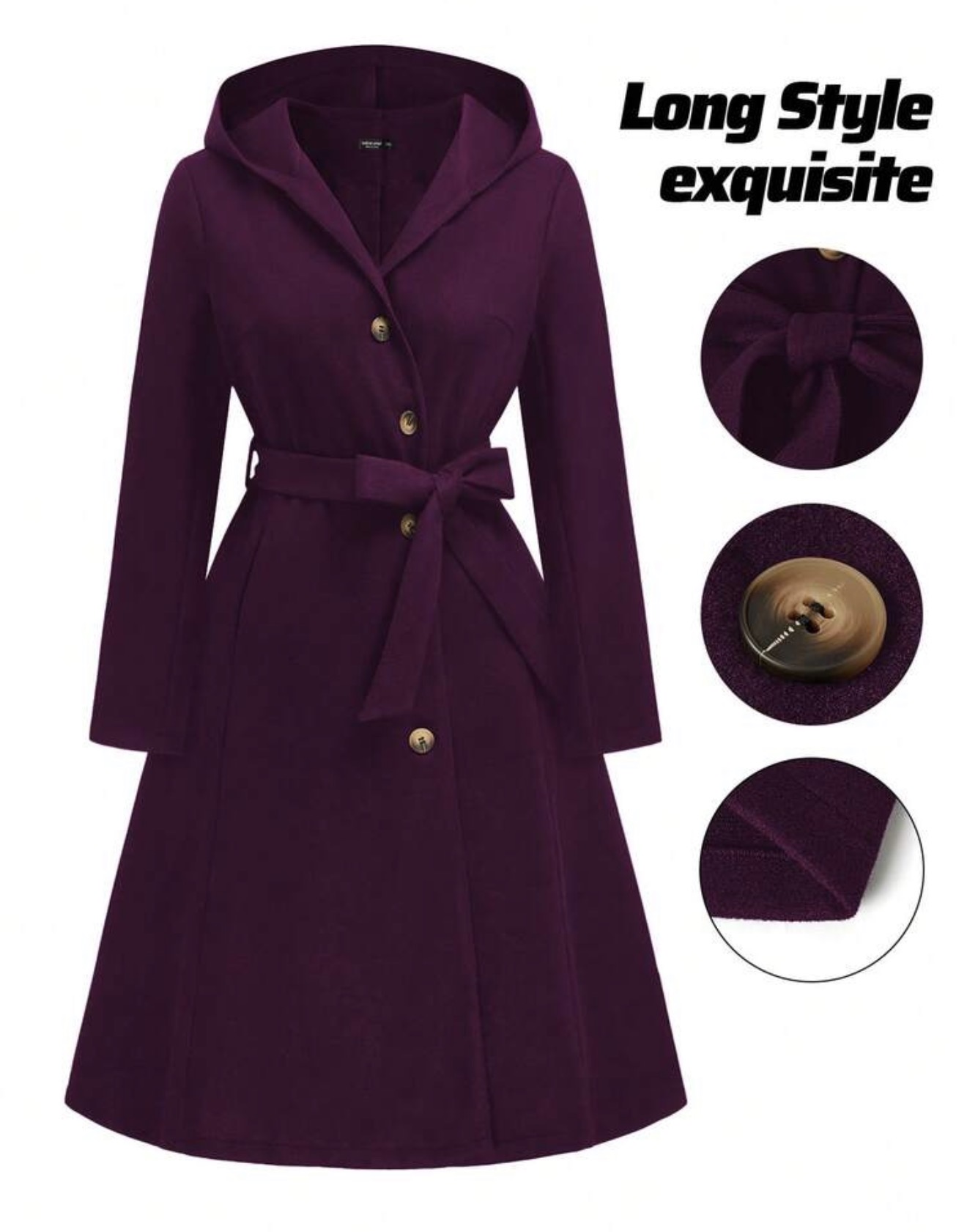 Manteau long à capuche