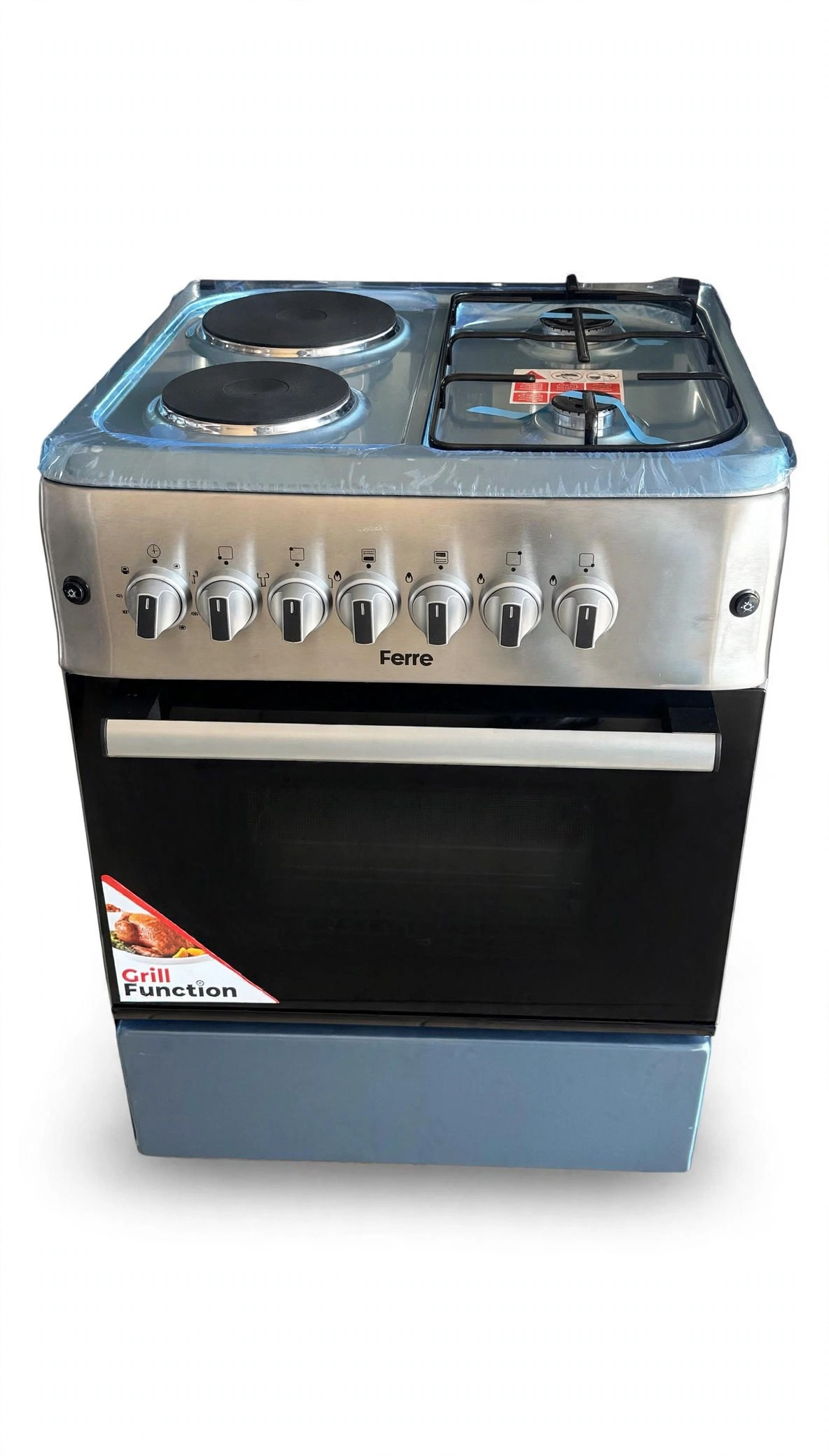 FERRE F5S22E3 / Volcano 50x50 Free Standing Cooker - 2 Gas x 2 Electric + Grill Function