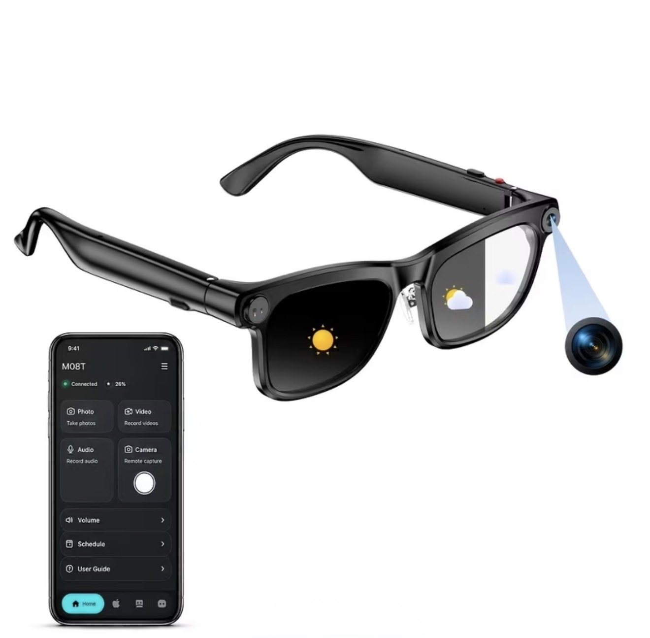 Lunettes intelligentes IA, équipées d'une caméra